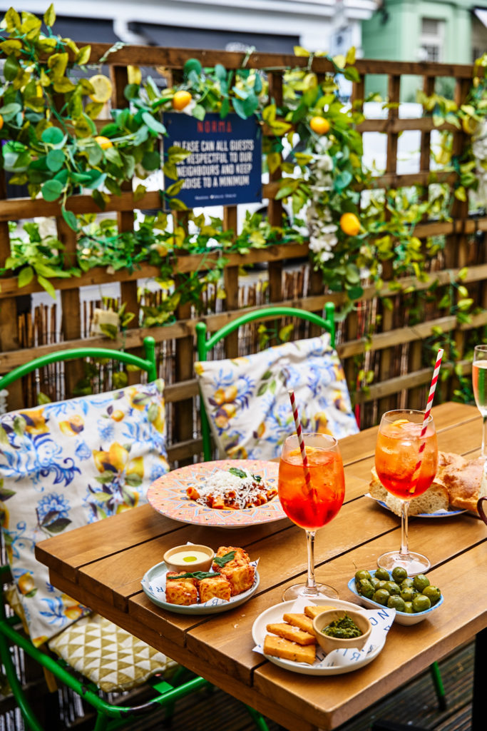 Al Fresco Dining for Graduation & other occasions on Charlotte Street in London's Fitzrovia